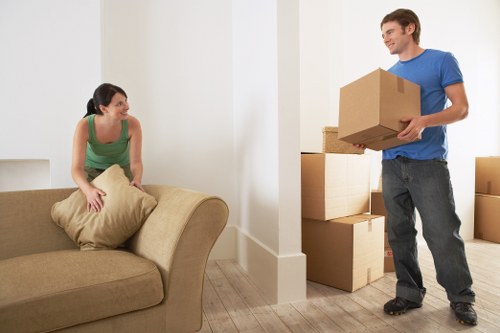 Furniture and boxes being loaded into a moving van for a Finsbury move